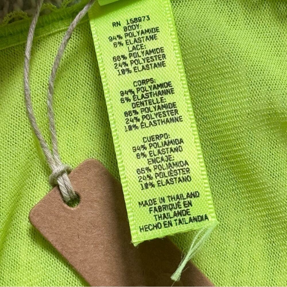 Skims Summer Mesh Lace Plunge Neon Green Highlighter Sleeveless Long Dress 2X - Picture 9 of 10